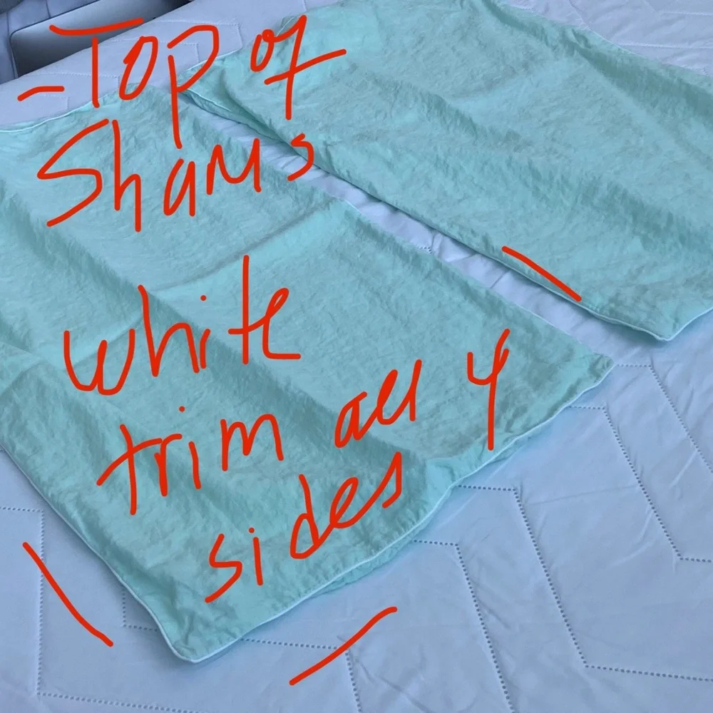 🍒Hill House Home Linen 2021 Duvet+Fitted Sheet+2 Pillowcases Queen/Seafoam Green